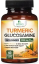 Turmeric Curcumin Supplement 2000mg - 95% Curcuminoids with Glucosamine, Ginger & MSM, BioPerine Black Pepper for Best Absociation, Nature's Vegan Joint Supports, 非GMO, Bottled in USA - 60 Capsules (英语).