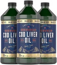 Carlyle 挪威鳕鱼肝油 16oz 包装 3瓶 液态无味鱼油 补充 | Non-GMO, Gluten Free