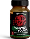 " 永远的年轻长寿 " 豁免、反灰发、Telomere Longing & Happy Mood w/Ginseng、Astragalus、Lions Mane、Reishi蘑菇、Codonopsis 有机-60章