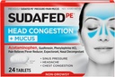 sudafed PE 头部摄入量 + 粘液片,用于消毒压力、疼痛和摄入量,24厘米