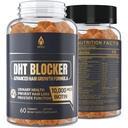 DHT 阻断器 Gummys 头发生长补充剂, 超易感 Saw Palmetto & Biotin 10000 mcg 供男女使用, + 12 专有混合剂 - 防止头发丢失, 阻断 DHT 受体, 激素平衡