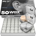 用于睡眠,游泳的PQ 蜡耳插管 - 50个噪声 取消Silicone Gel 蜡耳插管 用于睡眠和游泳的耳保护 软蜡耳插管 有声音阻塞等级的32Db,(50个枕头),颜色:白色