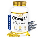 SIGNIFY NATURE Omega 3 鱼油补充剂,配有维生素D3 5000 IU - 1000mg Triglyceride Capsules 用于脑健康 - Omega3 EPA DHA + VIT D 3-90CT