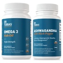 Tobias Omega博士 3 Fish Oil和Ashwagandha Capsules,支持总体健康与平衡能源与复原力,非GMO