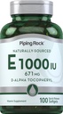 管道摇滚维生素E 1000 IU 软胶卡普尔 → 671mg → 100 药丸 → D-Alpha Tocopheryl 补充 → Non-GMO, Gluten Free