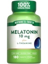 Nature's Truth Melatonin plaits | 10mg | 180 Counter | 与 L-Theanine | 100% 成人无毒品补充 | Vegan, Non-GMO & Gluten 免费补充