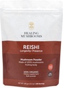 Reishi纯粉,Imune支持的有机蘑菇补充剂,长寿,摩德,睡眠,无填料,非GMO