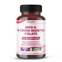 带有福拉特的超Myo & D-Chiro Inositol,维生素C & D3 - 健康循环、激素平衡和代谢支持的全进-1补充剂 - 美国制造的150卡普尔