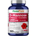 NusaPure D-Mannose Complex 1400 mg(带有Hibiscus和Cranberry) - 180 Veggie Caps.