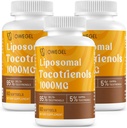 Liposomal Tocotrienols 1000mg - 高生物利用率 维生素E Tocotrienols 补充剂,95% 德尔塔和5% 伽玛 Tocotrienol Capsules 支持皮肤,骨骼,抗氧化剂,180 软胶