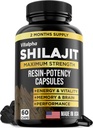 耐药性 Shilajit Capsules(50%富尔维奇酸) - 500 mg Max Potency 提取 - 有机 Shilajit - 在美国制造 - 85+ 追踪矿物 -- -- 每月供应 -- -- 60项