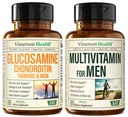 Glucosamine Chondroitin Turmeric MSM + 男子的多维他命 2-Bottle 补充包。联合健康、炎症反应、免疫支持、抗氧化剂属性