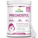 Zazzzee PREGNOSITOL 粉末,6个月供应,Myo-Inositol和D-Chiro-Inositol 40:1 生育混合剂,精确剂量的自由Scoop,精度平衡公式,183 服务,Vegan,全自然和非GMO