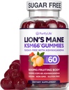 配有KSM-66的无糖狮子丸(Sugar Free Lions Mane)补充Gummys Ashwagandha - 认知,脑雾,精神清晰,焦点和应激支持的诺热带补充剂 - 天然贝里弗拉弗尔,维冈,美国制造