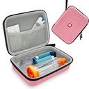 Hard Inhaler Spacer儿童与成年人案,Asthma Inhaler 与 Mesh Pocket for Medical and Other Abtions, Pink (仅巴格)