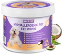 HICC PET 狗和猫眼擦拭、兽类推荐的狗眼感染治疗、轻度去除眼泪、碎片、排出物 - 假阳性宠物眼洗涤器,用于眼睛、皱纹、面部-100pcs
