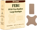 FEBU 生态友好大竹带 | PFAS 自由带 Scrapes & Cuts | Freedom Fabric Bandage | Fully Composable, Latex free Bandage | 20 count Long