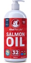 沙门油换狗和猫——健康皮肤和煤,鱼油,Omega 3 EPA DHA,宠物液体食品补充,全天然,支持联合和骨健康,自然过敏和炎症防御,32 oz