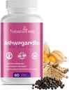 Naturalfem Ashwagandha 黑辣椒女性补充剂 - 压力管理,Hormone & Mood支持补充剂 - Gluten-Free, 1300 mg. 60 蔬菜罐头