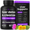NutraChamps Liver Cleanse Detox & Reference Formula, 20+ Herbs: 牛奶硝酸盐提取剂与西利马林, Artichoke, Dandelion, 奇科里根粉, 肝脏支持药剂补充剂, 60 Capsules