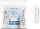 纯Caps USA - 空的蔬菜 Vegan Pullulan Pill Capules 尺寸 00 QQ 100 加入 PillsQX ClearQX 非GMO认证 QQ SLS, Gluten, 防腐自由
