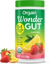 Orgain 有机神奇Gut Fiber 补充粉末 5 in 1 blend 配有 1 亿 Probiotics, Greens, 维生素C, 适应基因 用于Gut 健康和免疫支持, Non-GMO, 草莓柠檬汁, 7.05 oz