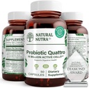 Natural Nutra Probiotro Quattro – 高级Probiotro 配有 4 种强力草原的补品,包括酸性杆菌,比菲杜斯 – 支持消化和免疫健康 – 50 种植物卡普尔