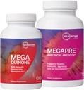 微生物实验室 巨型预生 支持消化和凝固屏障(180 Capsules) + Mega Quinone K2-7 完整的维生素 K 补充 镁,锌(60 Capsules) - 2 产品包