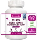 Collagen Biotin Keratin Hyaluronic酸复合物,配有维生素E、叶酸、南瓜种子和MSM,60卡普尔,1000毫克