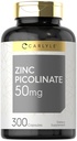 Carlyle Zinc Piclinate 50mg → 300 Capsules → 非 GMO 和 Gluten 免费补编