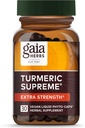 Gaia Herbs Turmeric 最高额外力量 - 支持偶尔从普通的服饰和泪水中栖息 - 配有 Turmeric Curcumin & Black Pepper - 30 Vegan Liquid Phyto-Capsules (最多30天供应)