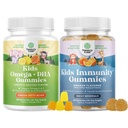 Omega DHA Gummys for Kids - Fatty Acids Omega 3 6 9 配有维生素C用于大脑,豁免和视觉以及儿童豁免支持Gummys - 配有锌和艾奇纳恰伊穆纳助推器的美味维生素C
