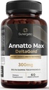 Sunergetic Premium Annatto Tocotrienol Supplement – 配有 DeltaGold – Tocotrienols 维生素E 300 mg – 支持肝脏,Immune和心脏健康 - Delta + Gamma Tocotrienols (60 液体卡普尔)
