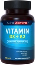 维生素D3 K2 补充 5000 IU & 200 mcg - 高吸收 D3 , 专利 MK7 & MK4, 心脏健康, 免疫支持, 90 植物卡普尔