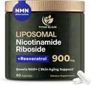 NAD+ Nicotinamide Riboside 配有 Resveratrol & Quercetin NMN 替代品 – 能源、重点和细胞支持的超高纯度抗衰老补充剂 – 80 高纯度卡普尔 900mg