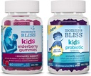 母亲的Bliss Kids Elderberry Gummys 60 Count (Pack of 1), 和孩子的Probiotic + Prebiotic Gummys 45 Count (Pack of 1), 支持孩子的豁免和健康消化