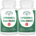 NAD+ 补充 Liposomal NAD+ + 800MG Nicotinamide Riboside 细胞能源、健康老化和肌肉修复的替代方法 120 Capsules(包2)