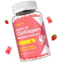 Collagen Gummys for Women Men, Women over 50, Collagen Peptides protein Protein 类型 I,II,III,V,X 配有 Biotin Keratin 维生素C A D E B12 K2 皮发直肠豁免能源 60 草莓火焰胶