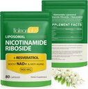 NAD+ 与 Nicotinamide Riboside-Liposomal Nicotinamide Riboside 900Mg, High Purity Resveratrol NAD 抗衰老,能源,焦点-80 Capsules 补充