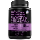 12-in-1 Melatonin Sleep Capsules - 成人天然睡眠辅助剂,配有Melatonin 5mg和Glycnit镁500mg,配有Ashwagandha、L Theanine、Valerian Root、GABA、5-HTP(90ct,包装1)
