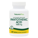 NaturesPlus Pantothenic酸,持续释放 - 1000 mg, 60 片 - 高剂量维生素B5 补充 - 蔬菜, Gluten Free - 60 services