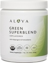 Alaya 有机超级绿药粉 - Premium Green Juice Superfood Supplement Powder - 适应剂,抗氧化剂和抗生素 混合剂 - USDA Organic, Non-GMO, Vegan - 30 services (Unflavored)