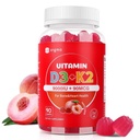 维生素D3 K2 Gummys - 90 Count 无糖维生素D3 9000 IU + K2(MK-7) 90 mcg的骨和免疫健康,Vegan Chewable K2 D3 女性男性维生素补充剂(桃花香)