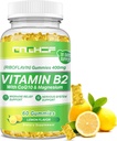 成人和孩子的维生素B2 Gummys - Riboflavin 400mg 配有镁Glycnate & CoQ10,支持Migraine Relief & Nervous System, Boost Energy, 糖无维根 B2 Gummys Lemon Flavor
