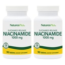 Natures Plus Niacinamide 1000 mg - 90 持久释放片,包2 - 支持Immune和皮肤健康,能源生产和脑功能 - 蔬菜,Gluten Free - 180 总服务