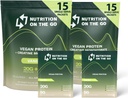 Go Vegan蛋白粉包上的营养 – 20g 植物蛋白 + 5g Creatine – 单服务 旅行 蛋白粉 – 全自然,无糖 – 香草 – (30-Pack)