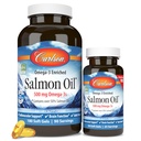 Carlson - 挪威沙门石油,500 mg Omega-3s,挪威沙门石油补充剂,Wild Caught Omega 3 沙门油盖,可持续来源,脑,心和联合健康,180+50软胶