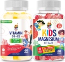 SUNNY SAM 维生素 D3 K2 Gummys 5000 IU & Magnesium Gummys for Kids 引用 Mood & Muscle 支持的可食用食品补充剂