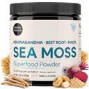 大西洋自然海 摩斯超级食品粉 与 Ashwagandha, Beet Root, 和 Maca Root - 海 摩斯粉 支持健康皮肤, 运动性能, 和 阳性 Mood - Vanilla Flavor(150g)
