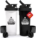 DAN RIVER 2-Pack 摇摆瓶 → 24oz 塑料蛋白摇摆机和Mixer → Twist 和 Lock 设计用于平滑和蛋白混合体 → 持久,漏损,易清洁 → 清净和黑色摇摆瓶 用于健身